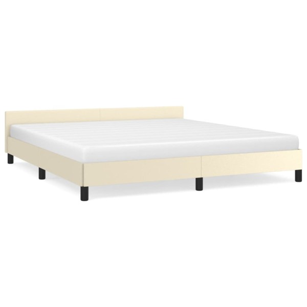 Estructura de cama con cabecero cuero sintético crema 160x200cm