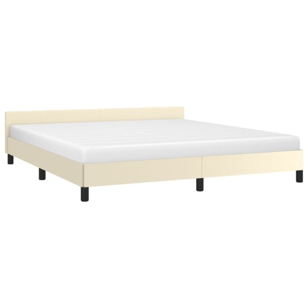 Estructura de cama con cabecero cuero sintético crema 160x200cm