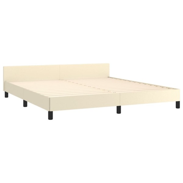 Estructura de cama con cabecero cuero sintético crema 160x200cm