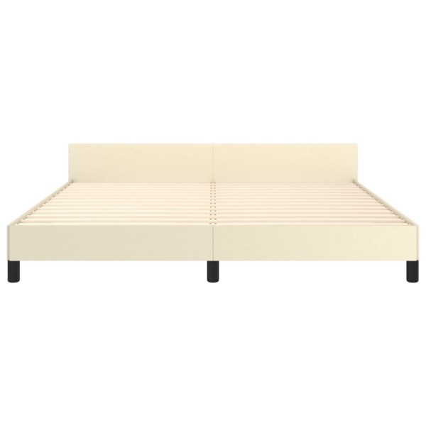 Estructura de cama con cabecero cuero sintético crema 160x200cm