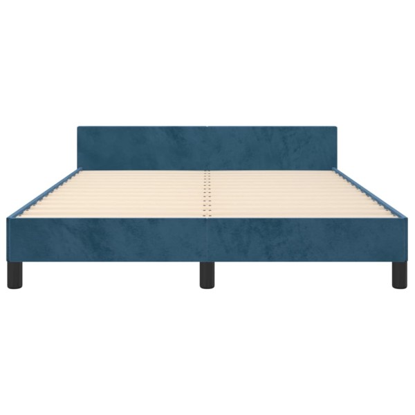 Estructura cama con cabecero terciopelo azul oscuro 140x200 cm