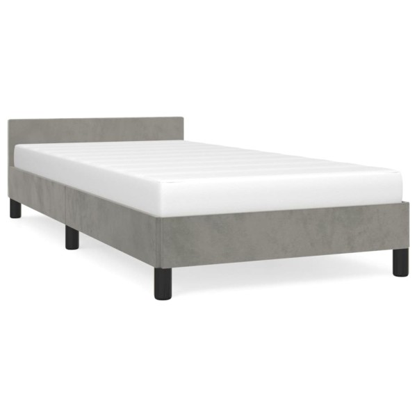 Estructura de cama con cabecero terciopelo gris claro 80x200 cm