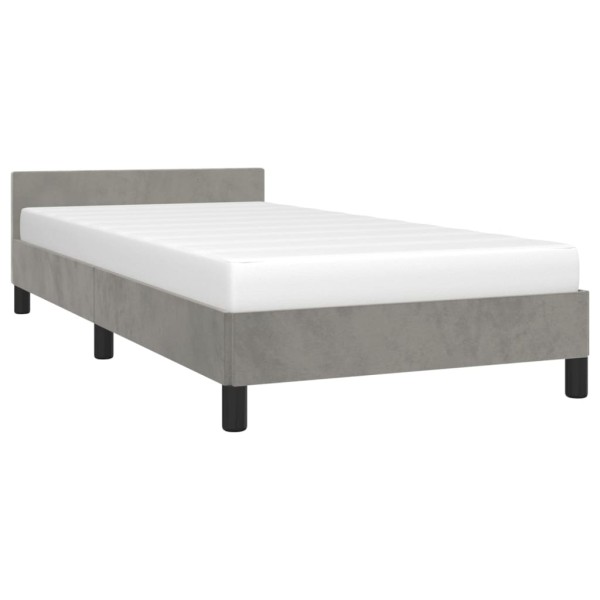 Estructura de cama con cabecero terciopelo gris claro 80x200 cm