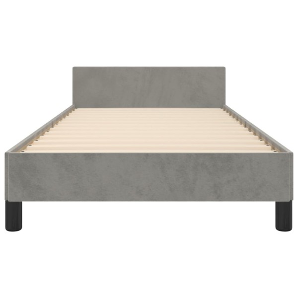 Estructura de cama con cabecero terciopelo gris claro 80x200 cm