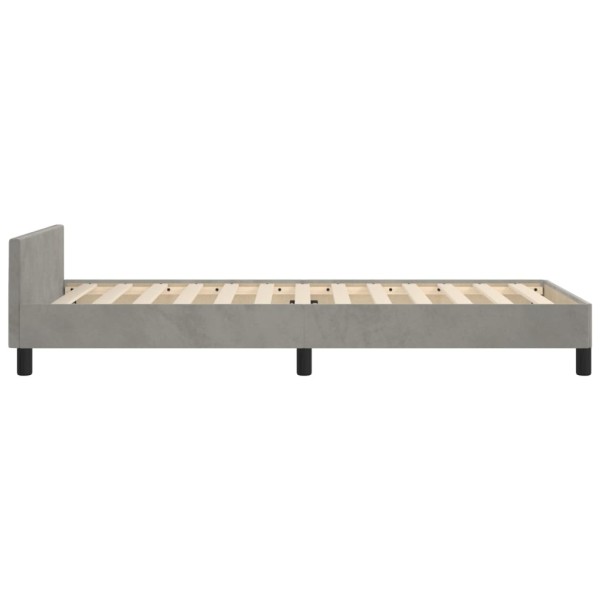 Estructura de cama con cabecero terciopelo gris claro 80x200 cm