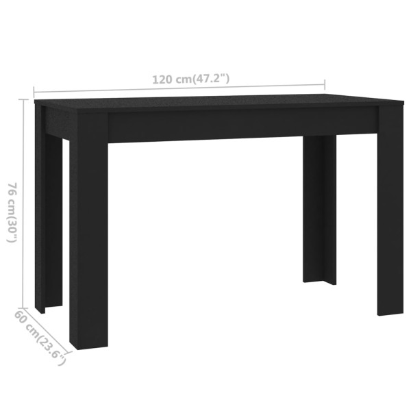 Mesa de comedor de madera contrachapada negro 120x60x76 cm