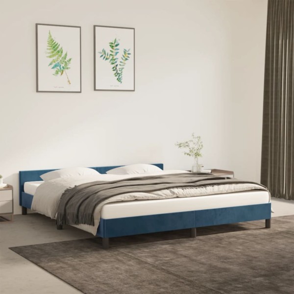 Estructura cama con cabecero terciopelo azul oscuro 180x200 cm