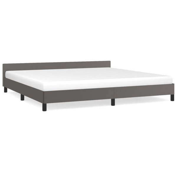 Estructura de cama con cabecero cuero sintético gris 200x200 cm