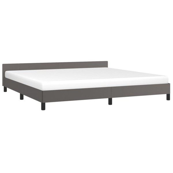 Estructura de cama con cabecero cuero sintético gris 200x200 cm