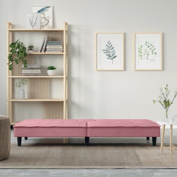 Sofá cama con portavasos terciopelo rosa