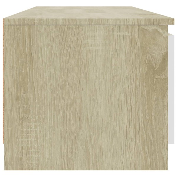 Mueble de TV madera contrachapada blanco y roble 140x40x35,5 cm