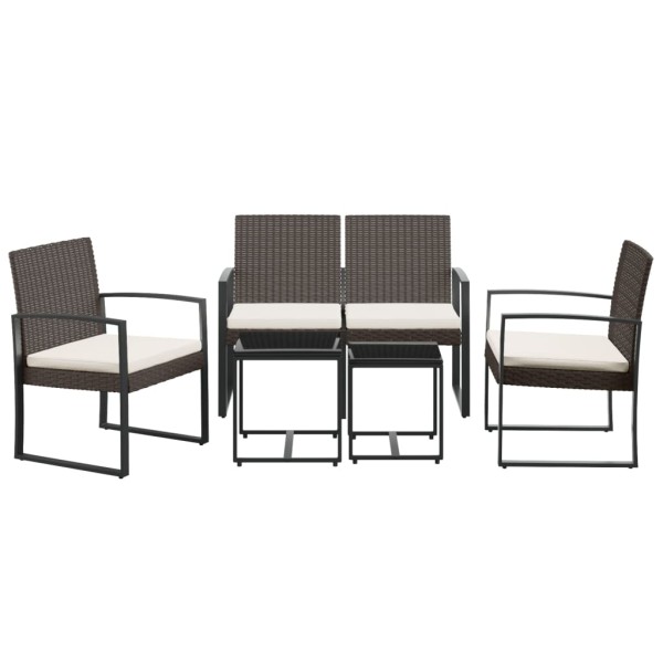 Set comedor de jardín 5 pzas y cojines PP aspecto ratán marrón