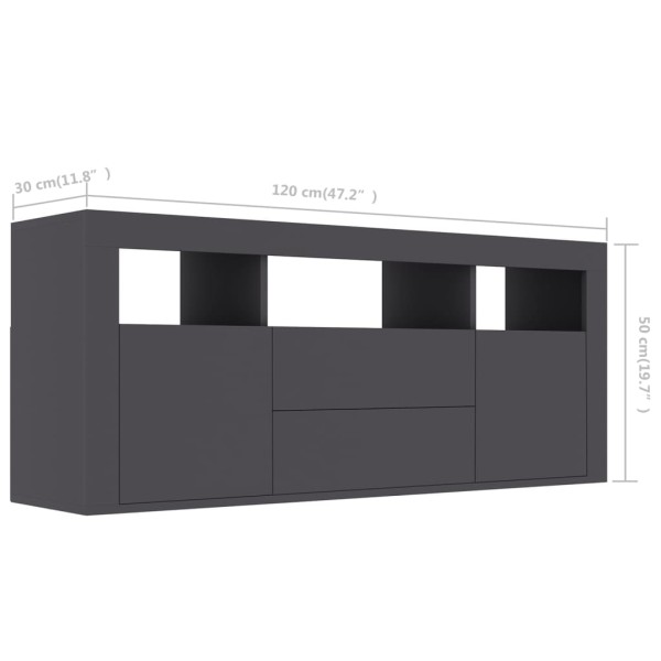 Mueble para TV madera contrachapada gris 120x30x50 cm