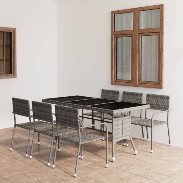 Set comedor jardín 7 pzas ratán sintético gris antracita y gris