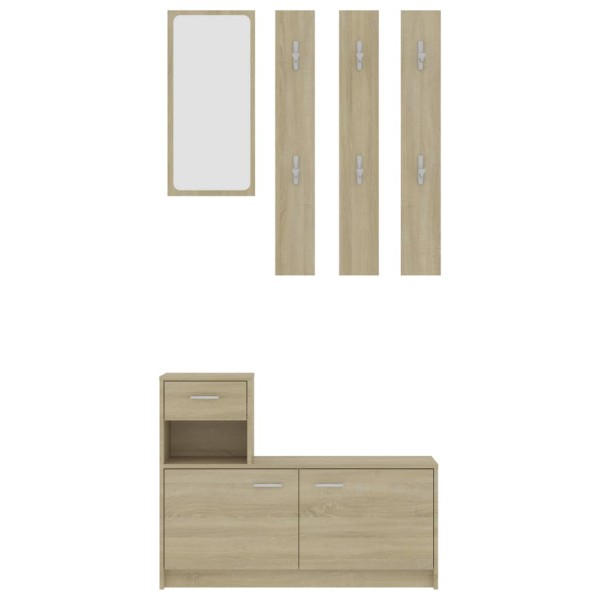 Mueble de entrada contrachapada color roble 100x25x76,5 cm