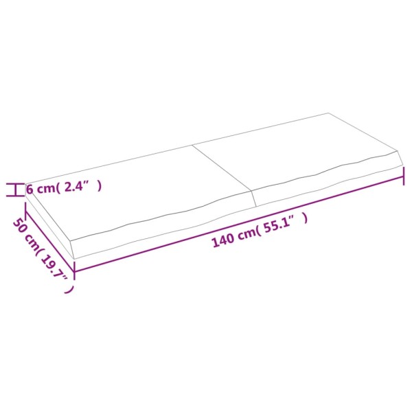 Estante de pared madera maciza roble sin tratar 140x50x(2-6) cm