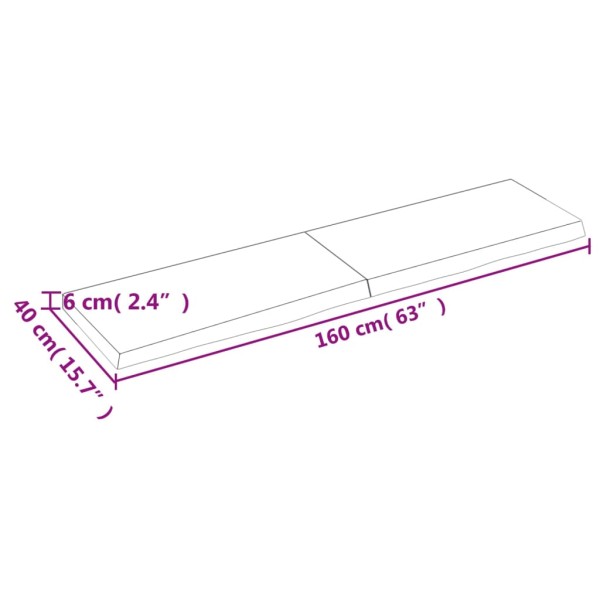 Estante de pared madera maciza roble sin tratar 160x40x(2-6) cm