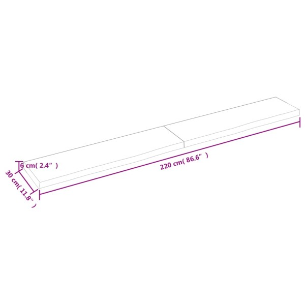 Estante pared madera roble tratada marrón claro 220x30x(2-6) cm