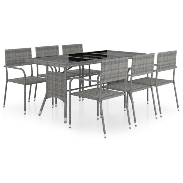 Set comedor jardín 7 pzas ratán sintético gris antracita y gris