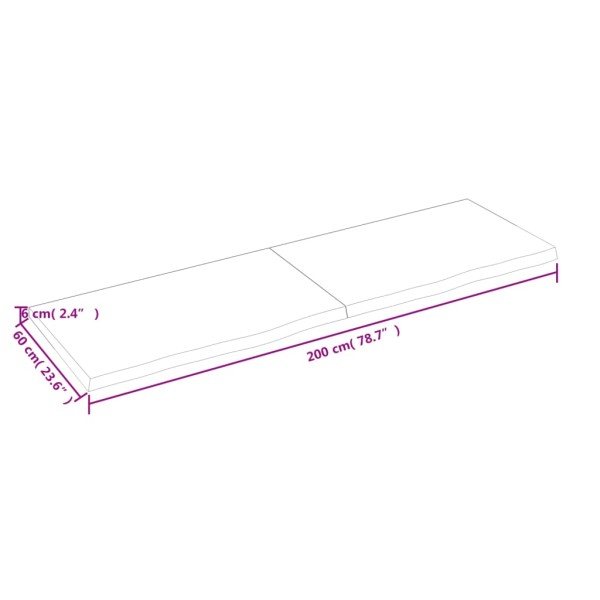 Estante pared madera roble tratada marrón claro 200x60x(2-6) cm