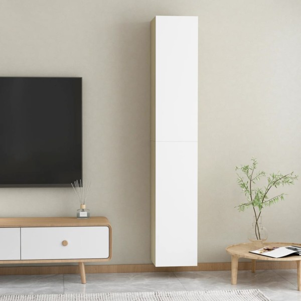 Muebles para TV 2 uds contrachapada blanco roble 30,5x30x90 cm