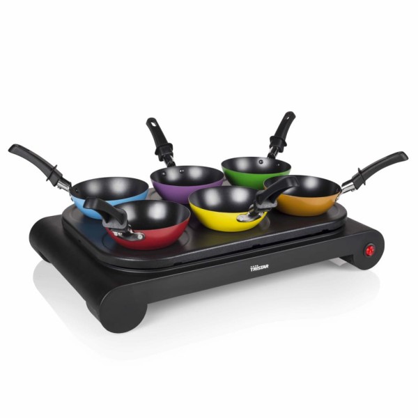 Tristar Juego de sartenes wok negro 1000 W