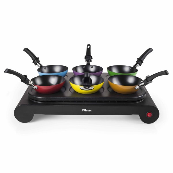 Tristar Juego de sartenes wok negro 1000 W