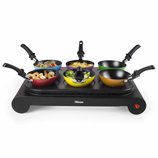 Tristar Juego de sartenes wok negro 1000 W