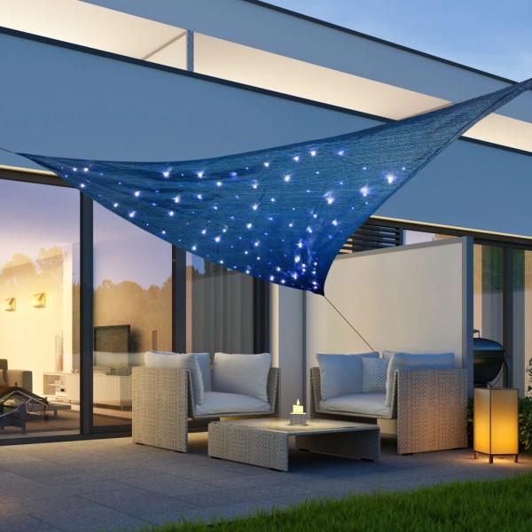 HI Toldo solar con 100 LED azul claro 3,6x3,6x3,6 m