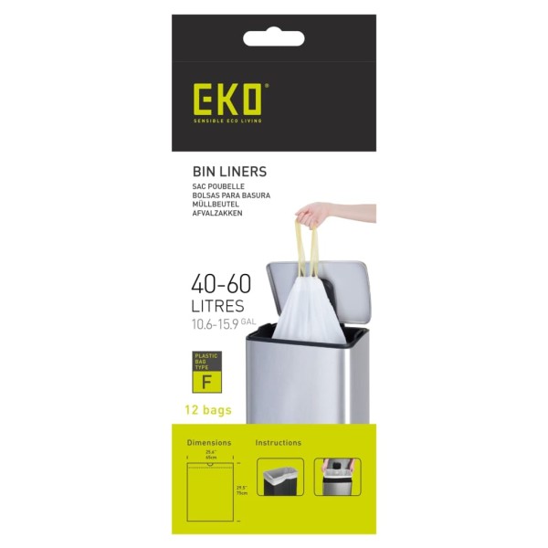 EKO Set de bolsas de basura "F" 40-60 L 24x12 piezas blanco