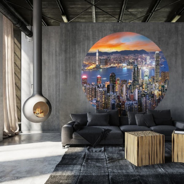 WallArt Círculo de papel pintado Skyline by Night 190 cm