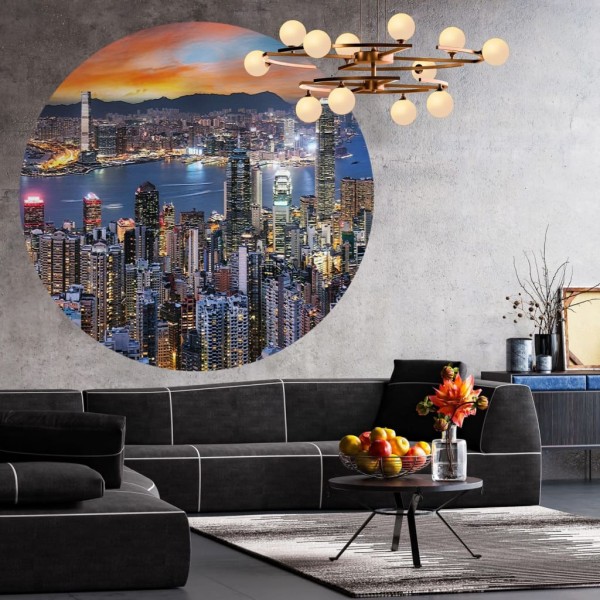 WallArt Círculo de papel pintado Skyline by Night 190 cm