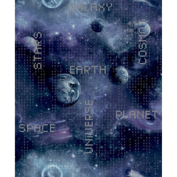 Noordwand Papel pared Good Vibes Galaxy Planets and Text negro