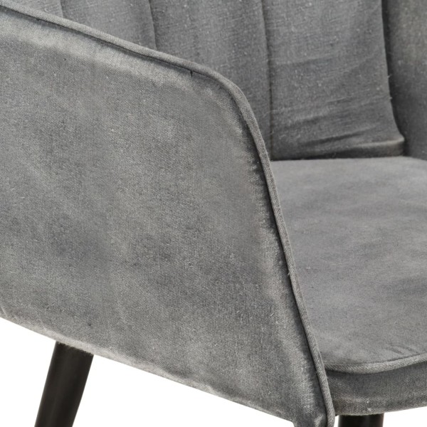 Sillón orejero con reposapiés lona gris vintage