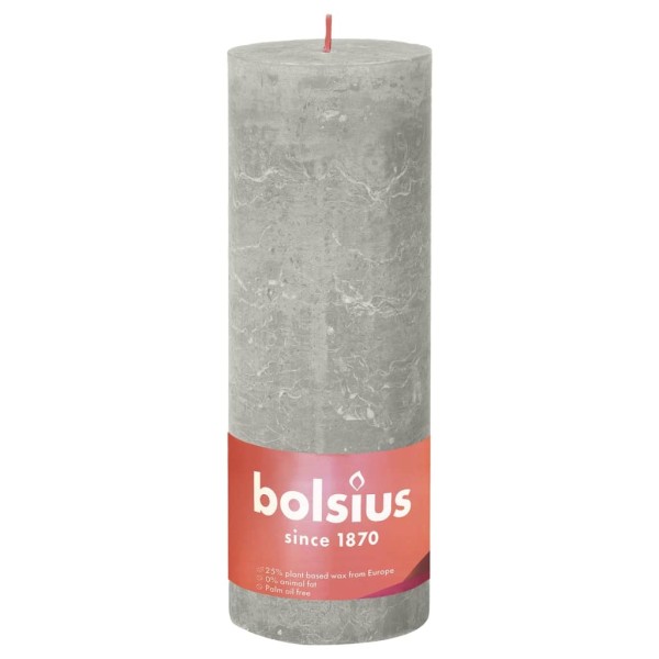 Bolsius Velas rústicas Shine 4 unidades gris arena 190x68 mm