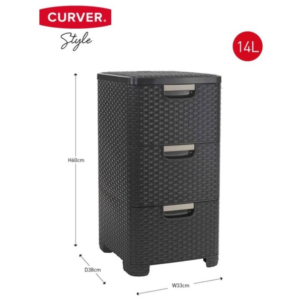 Curver Cajonera Style gris antracita 3x14 l