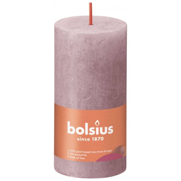 Bolsius Velas rústicas Shine 8 unidades rosa ceniza 100x50 mm