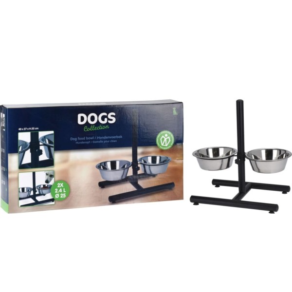 Pets Collection Comedero bebedero de perro altura ajustable acero inox