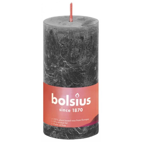 Bolsius Velas rústicas Shine 8 unidades gris tempestuoso 100x50 mm