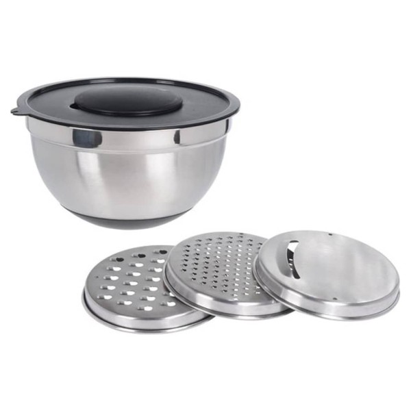 Excellent Houseware Tazón para mezclar y ralladores 4 pzas acero inox