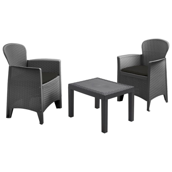 ProGarden Set de muebles de jardín Akita 3 pzas cojines gris