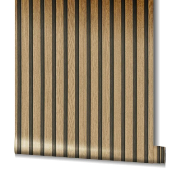 Noordwand Papel pintado Botanica Wooden Slats marrón y roble