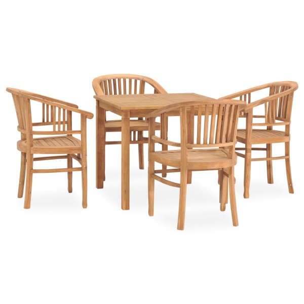 Conjunto de comedor para jardín 5 piezas madera maciza de teca