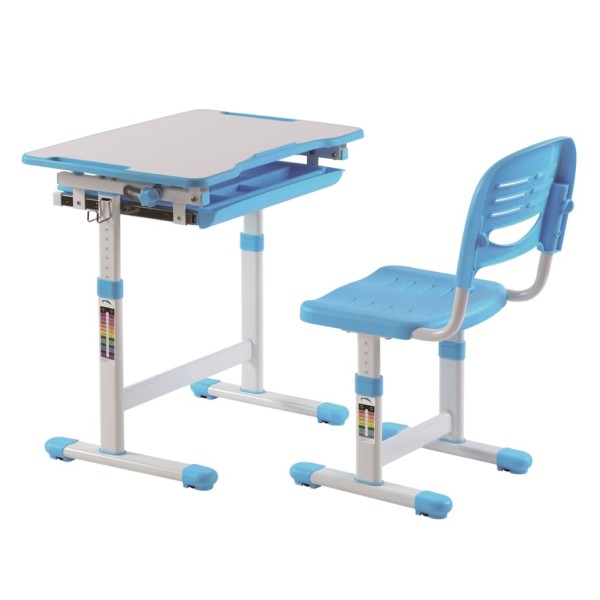 Vipack Escritorio niños regulable Comfortline 201 y silla azul blanco