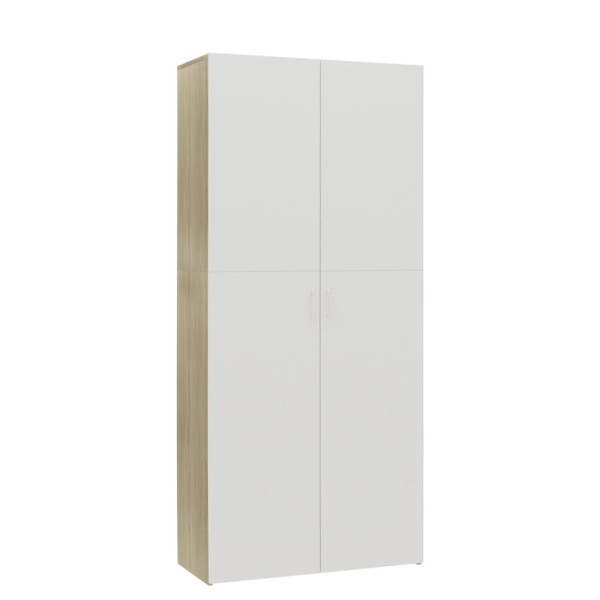 Mueble zapatero contrachapada blanco y roble 80x35,5x180 cm