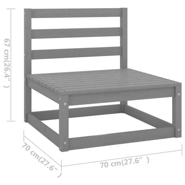 Set de muebles de jardín 2 pzas con cojines madera pino gris