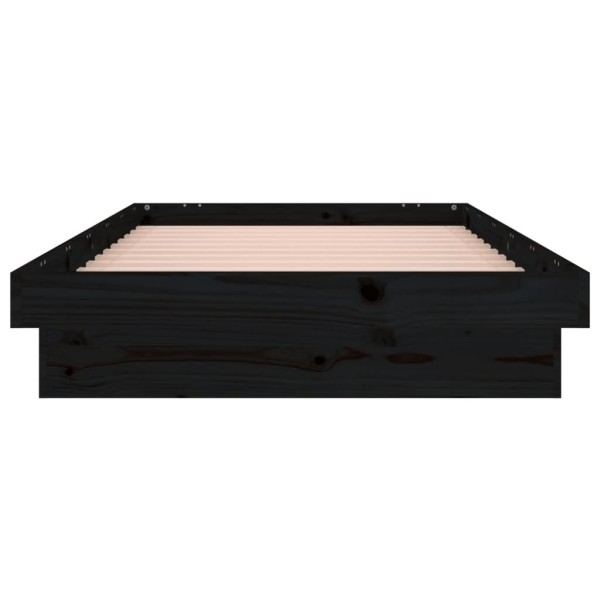 Estructura de cama con LED de madera maciza negra 90x190 cm