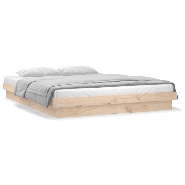 Estructura de cama con LED madera maciza King Size 150x200 cm