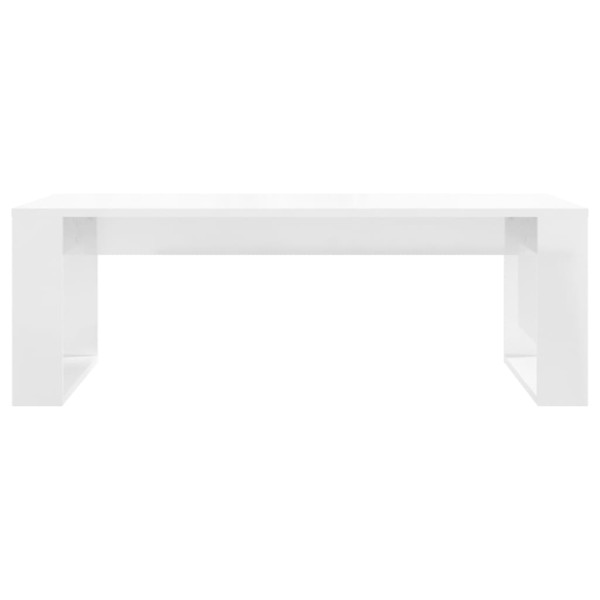 Mesa de centro madera de ingeniería blanco brillo 102x50x35 cm