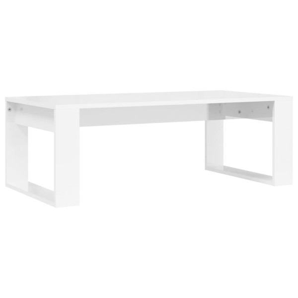 Mesa de centro madera de ingeniería blanco brillo 102x50x35 cm